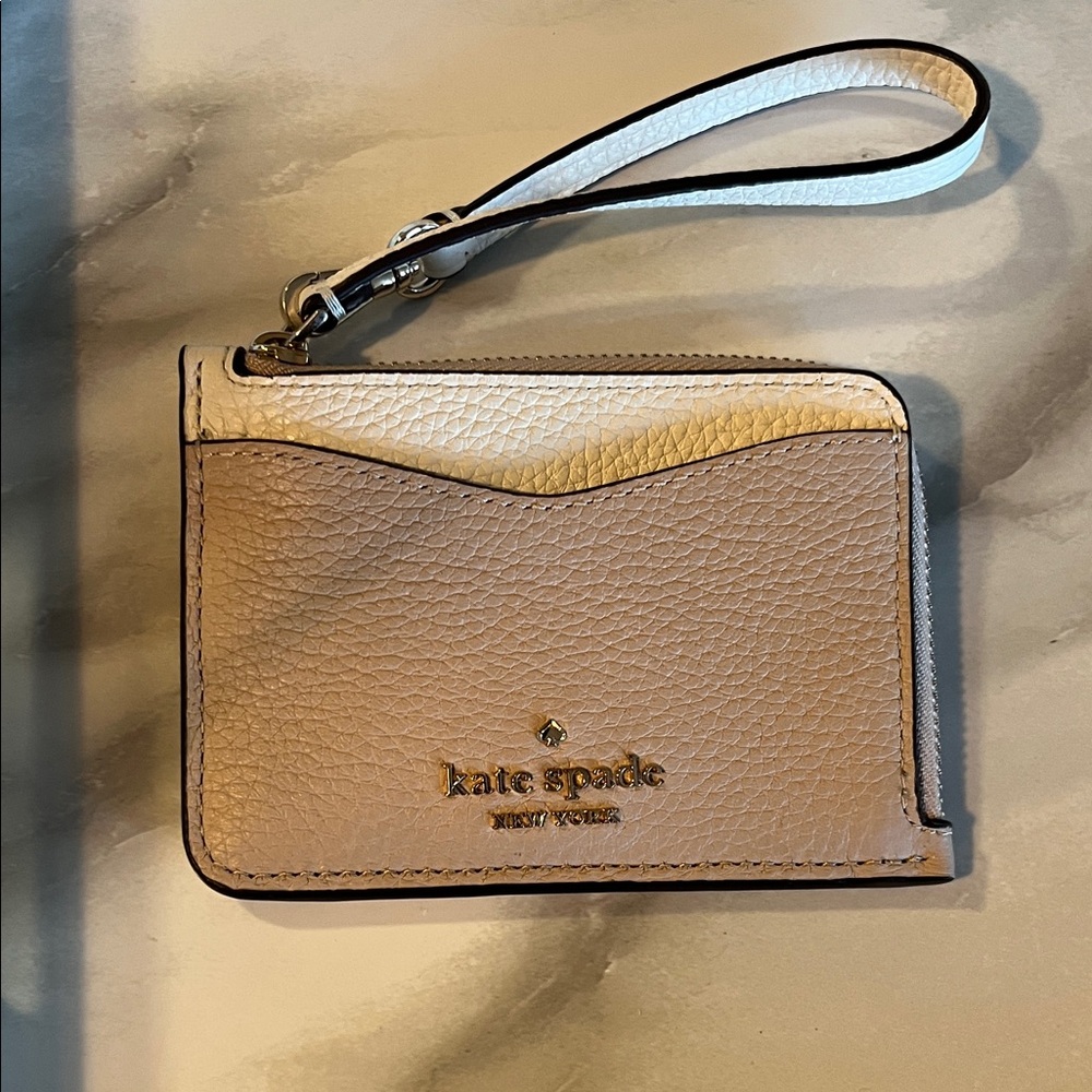 Kate Spade white, andTan Leather Card Holder
